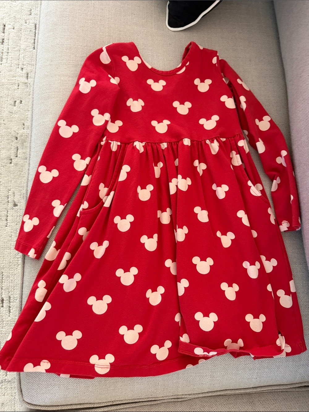 Hanna Andersson Red Disney Dress with Light Pink Mickey Print